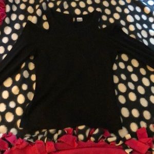 Black long sleeve shirt with shoulder cut out